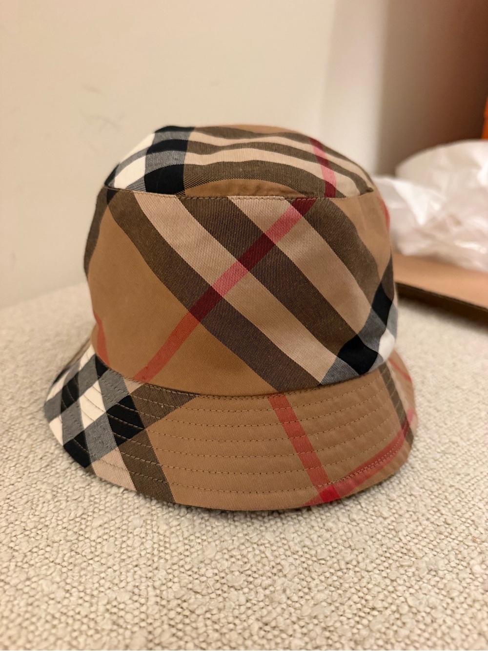 Burberry Beige/Tan Plaid Bucket Hat
